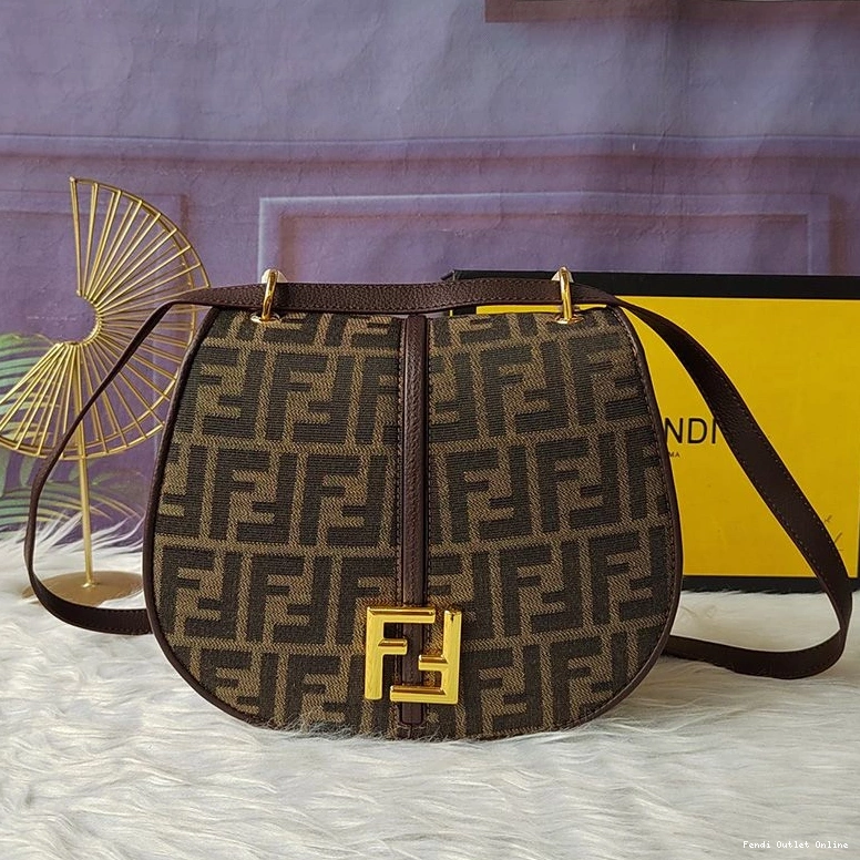 Affordable FF Brown Motif Fabric In C'mon Medium Fendi Bag 0801
